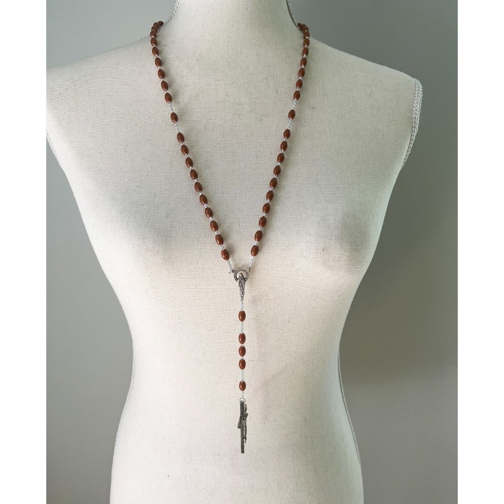 */$25 Catholic Brown Miraculous Medal Rosary Beads Made in Italy